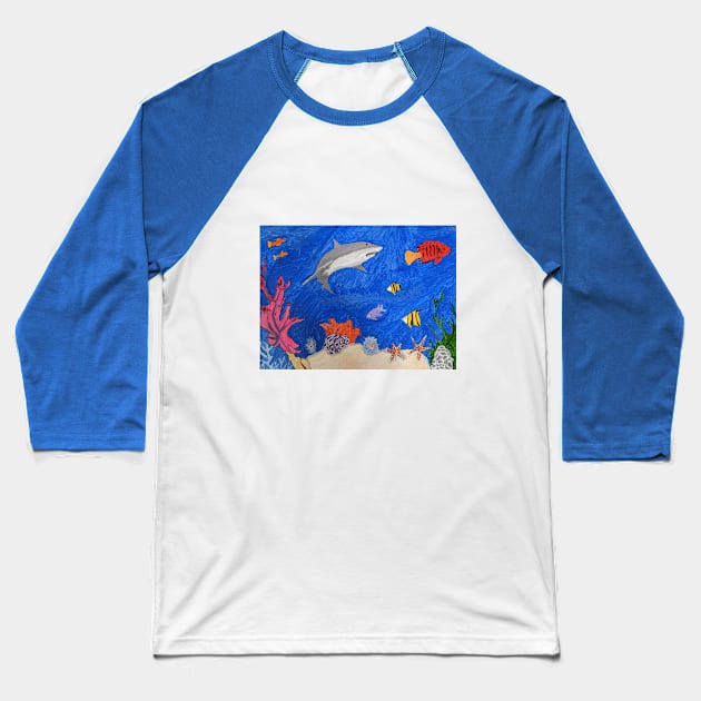 shark in underwater world Baseball T-Shirt by PaintstopbyNandini